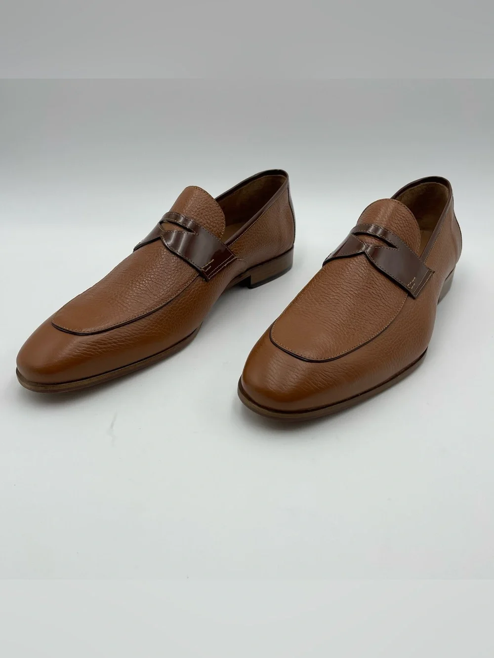 Mezlan SZ 14M Camel Tonal Contrast Pebble Leather Classic Penny Loafer-MSRP $425